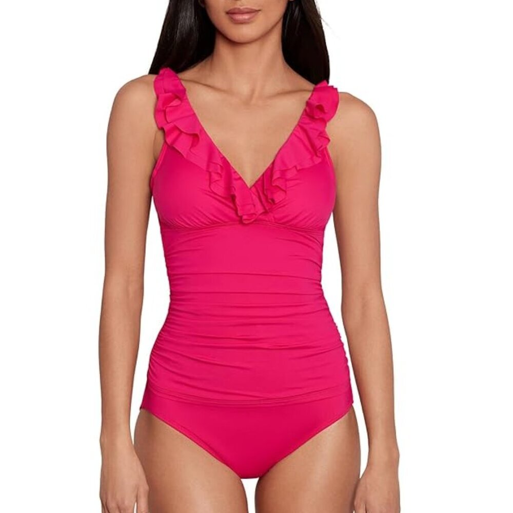 NWT Lauren Ralph Lauren Beach Club Ruffle Tankini Top & Bikini Bottom Set 8